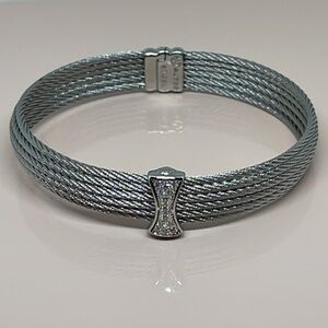 ALOR 18k Diamandis white‎ gold stainless steel 0.12 Ct. The Cable bracelet-White